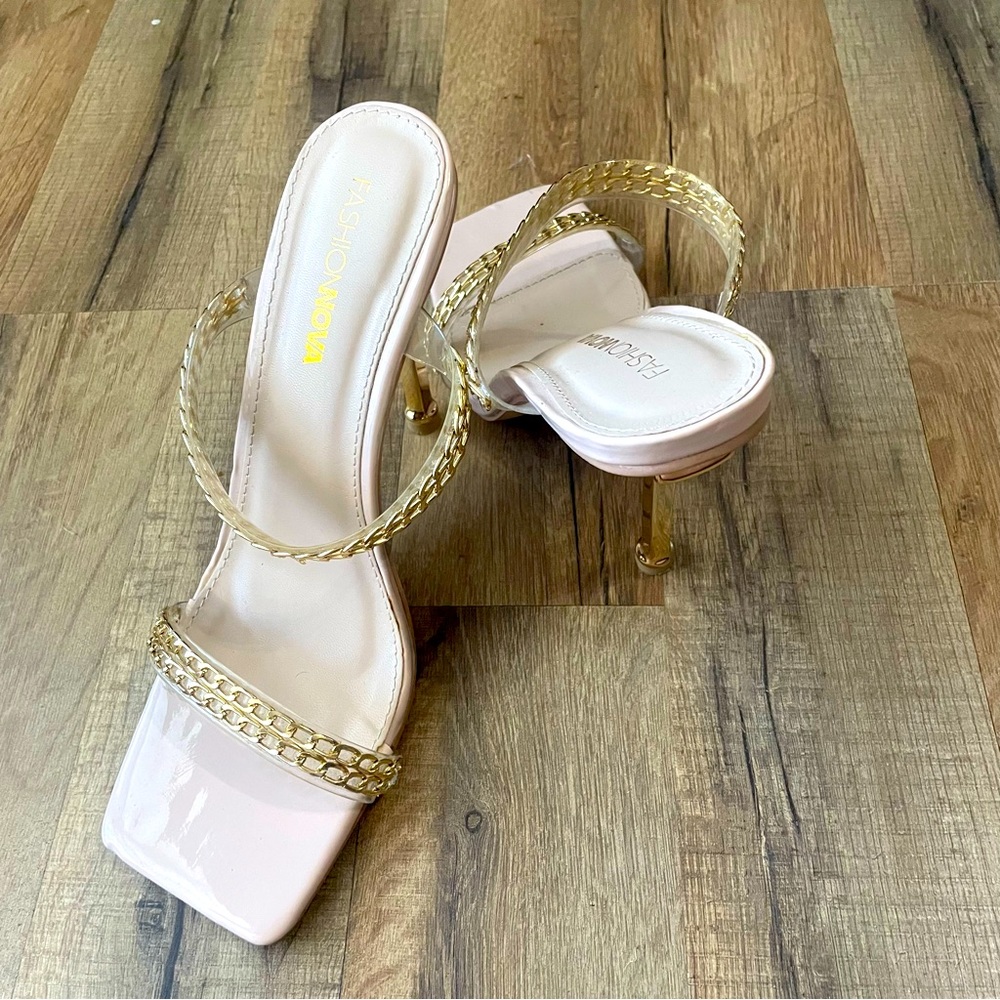 Fashion Nova Light Pink Chained Heel